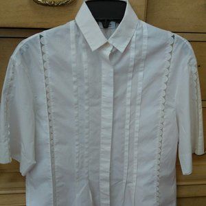 Akris Punto white cotton button front blouse